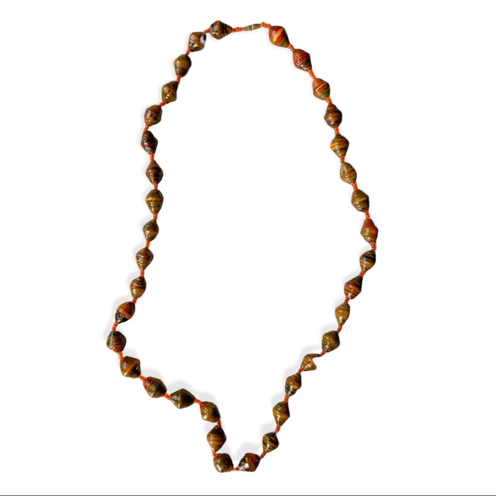Handmade paper bead necklace
